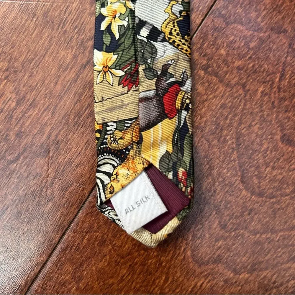 Vintage Pierre Cardin Exotic Tropical Animal Print Tie, 100% Silk